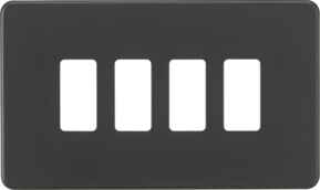 Anthracite Grey Toggle Grid Switch - 4 Gang Plate