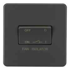 Screwless Anthracite Grey Fan Isolator Switch - Single