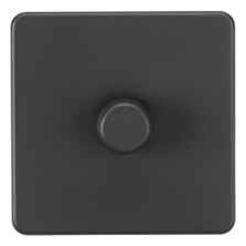 Screwless Anthracite Grey Dimmer Switch - 1 Gang 2 Way 10-200W (5-150W LED)