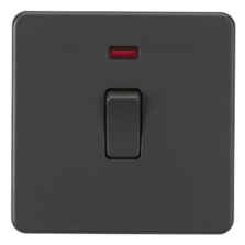 Screwless Anthracite Grey 20A DP Switch - 1 Gang With Neon