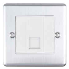 Satin Stainless Steel Data Outlet Plates - Single Cat5 RJ45