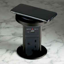 Black Motorised Pop Up Socket With QI Charger  - 13a