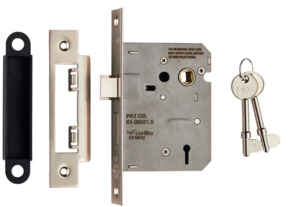 Satin Nickel Door Handles, Hinges & Latch Pack - Satin Nickel 76mm 3 Lever Sash Lock