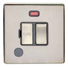 Screwless Antique Brass Fused Spur - Switched With Neon & Flex Outlet