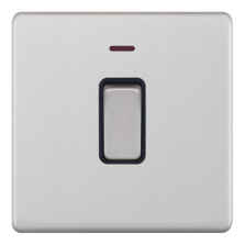 Screwless Satin Chrome 20A DP Isolator Switch - 1 Gang With Neon