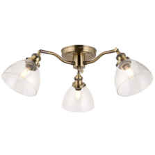Antique Brass Industrial Low Ceiling 3 Light  - Fitting