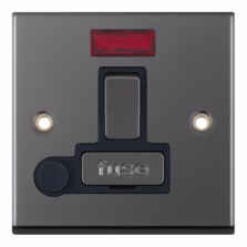 Black Nickel 13A Fused Spur Connection Unit - Switched With Neon & Flex Outlet