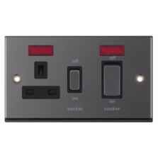 Black Nickel Cooker Control Switch & Socket - With Neon