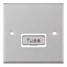 Satin Chrome & White 13A Fused Spur Connection Unit - Unswitched