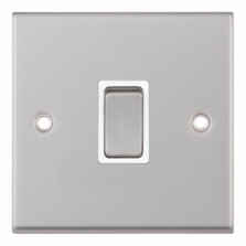 Satin Chrome & White 20A DP Isolator Switch - Without Neon