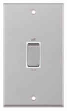 Satin Chrome & White 45A DP Shower / Cooker Isolator - 2 Gang Double Size Without Neon