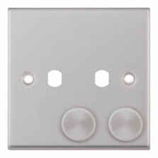 Satin Chrome Empty LED Dimmer Switch - 2 Gang