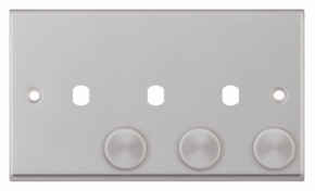 Satin Chrome Empty LED Dimmer Switch - 3 Gang