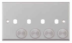 Satin Chrome Empty LED Dimmer Switch - 4 Gang