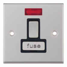 Satin Chrome 13A Fused Spur Connection Unit - Switched With Neon