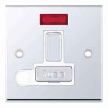 Polished Chrome 13A Fused Spur Connection Unit  - Switched With Neon & Flex Outlet