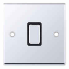  Polished Chrome & Black 20A DP Isolator Switch  - Without Neon
