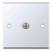 Polished Chrome Co-Axial Television Socket  - 1 Gang Single Satellite 