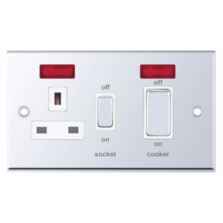 Polished Chrome Cooker Control Switch & Socket  - With Neon