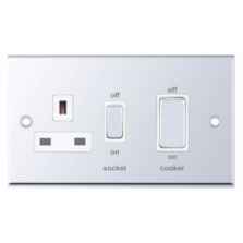 Polished Chrome Cooker Control Switch & Socket  - Without Neon