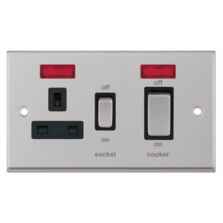 Satin Chrome Cooker Control Switch & Socket - With Neon