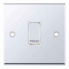 Polished Chrome Light Switch - 1 Gang Retractive 'Bell" Push