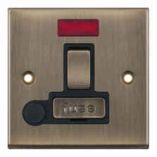Antique Brass 13A Fused Spur  - Switched With Neon & Flex Outlet