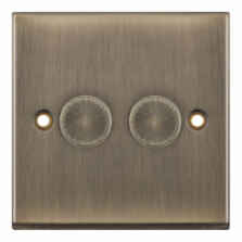 Antique Brass Dimmer Switch - Double 2 X 400W