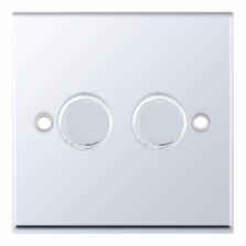 Polished Chrome & Black Dimmer Switch - Double 2 X 400W