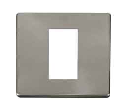 Screwless Brushed Steel Single Plate and Aperture - With Black Interior