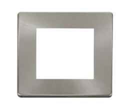 Screwless Brushed Steel Single Plate Twin Aperture - With Black Interior