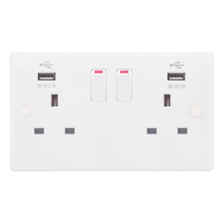 Smooth Double USB Switched Socket	 - 2 x Type A 