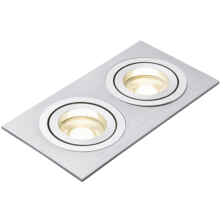 Polished Silver GU10 Adjustable Double Square Downlight - Polished Silver Double