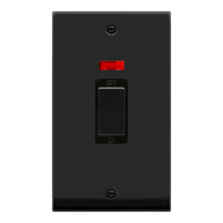 Matt Black 45A DP Cooker/Shower Switch - Vertical With Neon