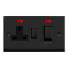 Matt Black 45A Cooker Switch & 13A Socket - With Neon
