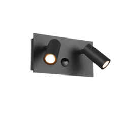 Anthracite Twin IP54 Rectangle Outdoor Wall Fitting With PIR Sensor & Adjustable LED Light - Twin PIR