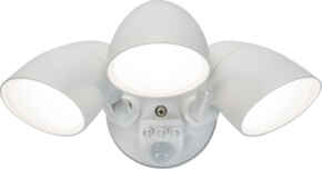 White Triple Head IP65 30W LED Floodlight with PIR-LUX Sensor CCT & Manual Override - White 30W Triple