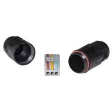 Black IP68 In-line Plug & Socket Cable Connector - 32A In line