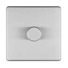Screwless Stainless Steel Dimmer Switch LED Compatible - 1 Gang 2 Way