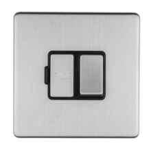 Screwless Stainless Steel 13a Fused Spur - Black Inserts - Switched - Black Insert