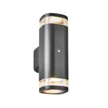 Black GU10 LED IP54 Oval Up & Down Wall Light with Photocell - Photocell 