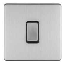 Screwless Stainless Steel 20A DP Isolator Switch - Black Insert Without Neon