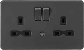 Screwless Anthracite Grey Double Socket with Night Light Function - Night light