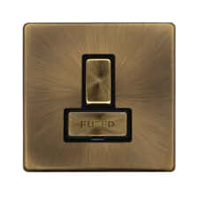 Screwless Antique Brass 13A Fused Spur - Switched