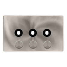 Screwless Brushed Steel **EMPTY** Dimmer Switch  - 3 Gang Empty Plate Without Modules