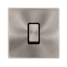 Screwless Brushed Steel Light Switch Intermediate - With Black Interior