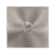 Screwless Brushed Steel Light Switch Single Toggle - Pearl Nickel Toggle with Brushed Steel Plate