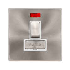 Screwless Brushed Steel Sw Fused Spur/Neon Ingot - With White Interior
