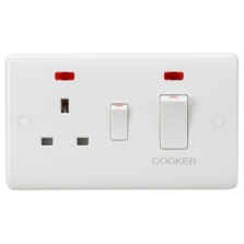 White 45A DP White Rocker Cooker Switch with Neon - CU8333NW