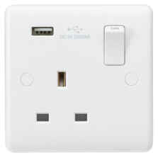 White 13A Single USB Socket Switched DP - CU9903